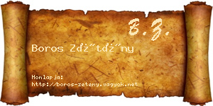 Boros Zétény névjegykártya